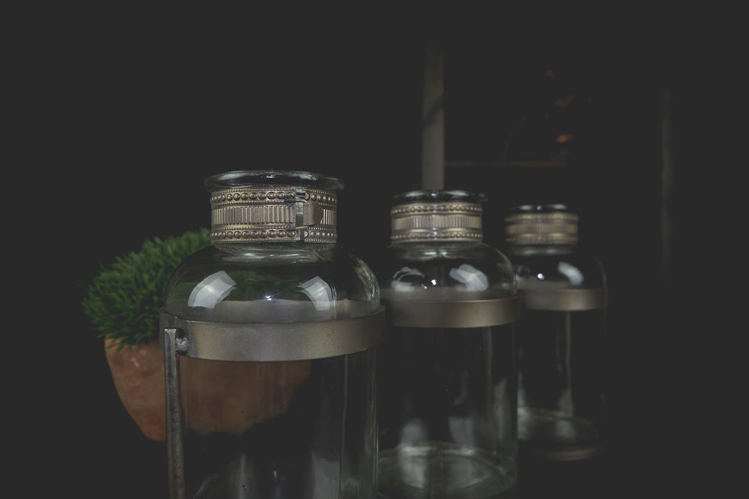 Large Glass Metal Jar Vase - LYKTA