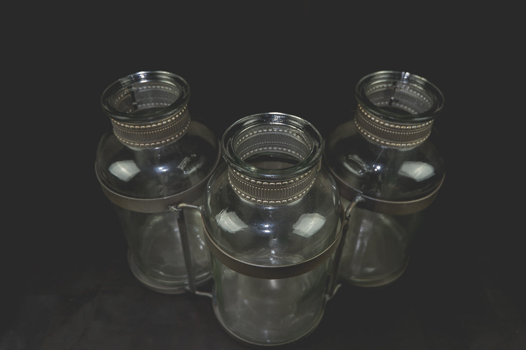 Large Glass Metal Jar Vase - LYKTA