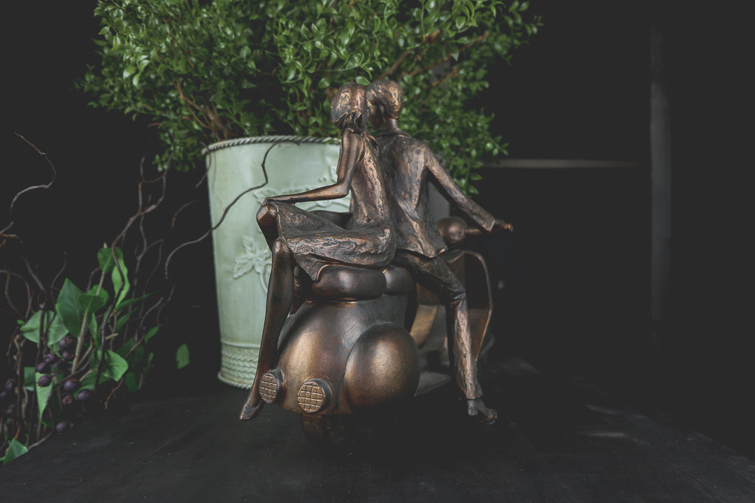 Scooter Couple Bronze Figurine - LYKTA