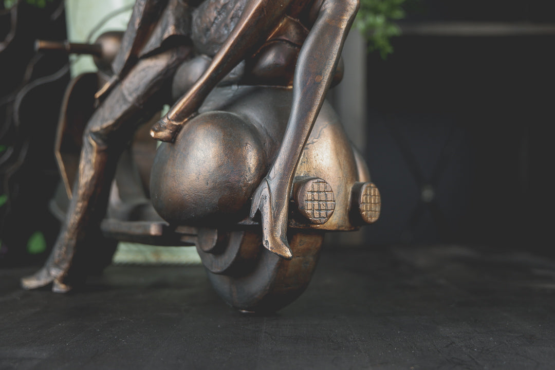 Scooter Couple Bronze Figurine - LYKTA