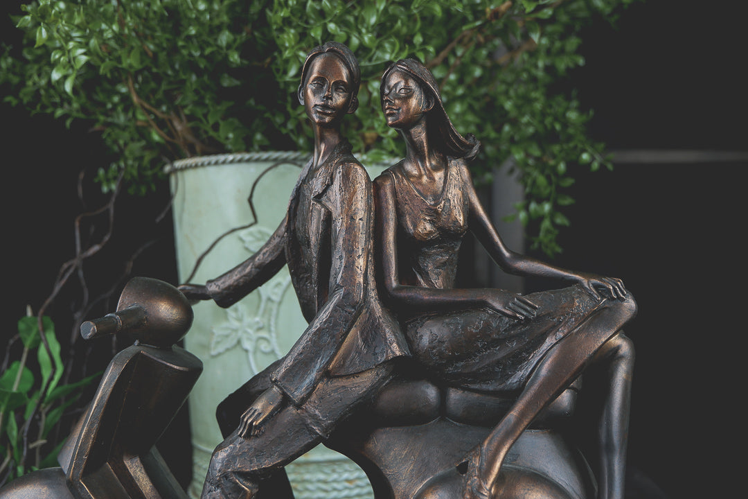 Scooter Couple Bronze Figurine - LYKTA