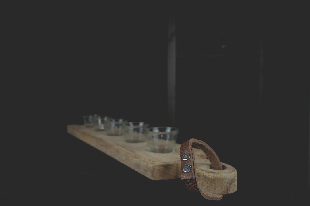 Leather Strap Wood Candle Holder - LYKTA