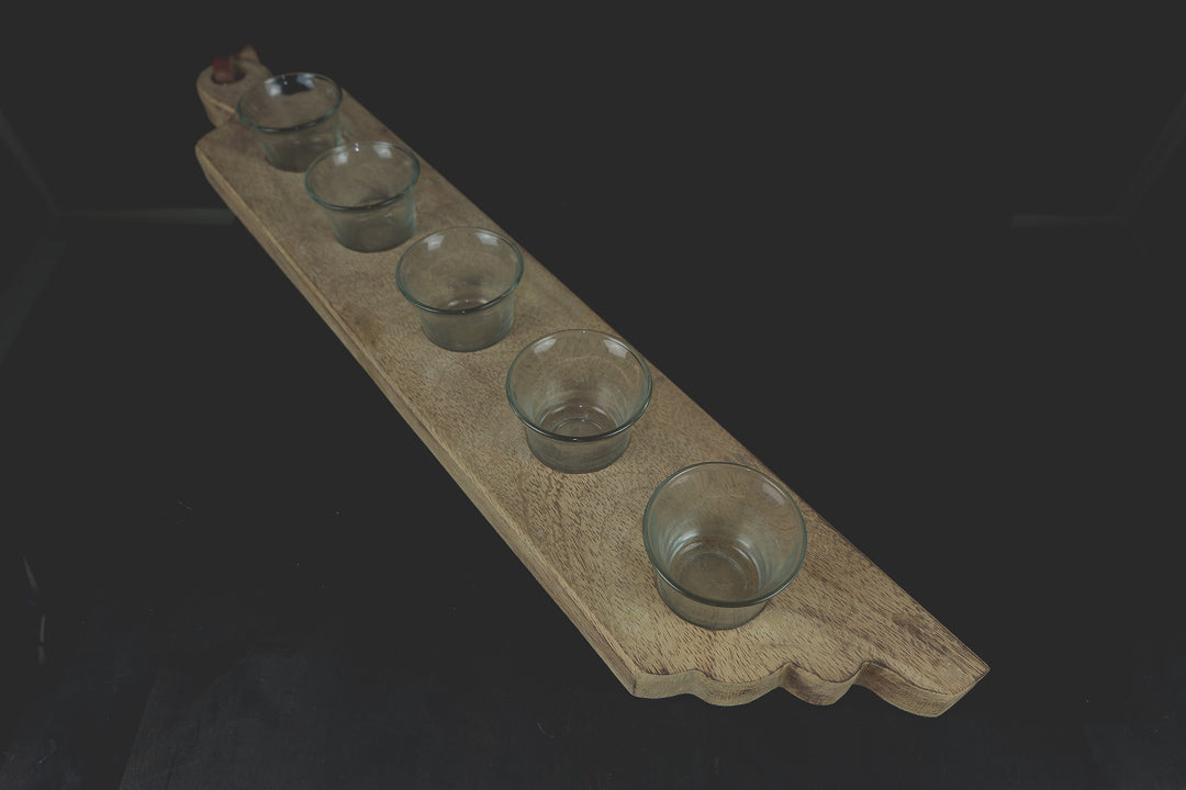 Leather Strap Wood Candle Holder - LYKTA