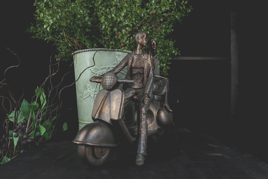 Scooter Couple Bronze Figurine - LYKTA