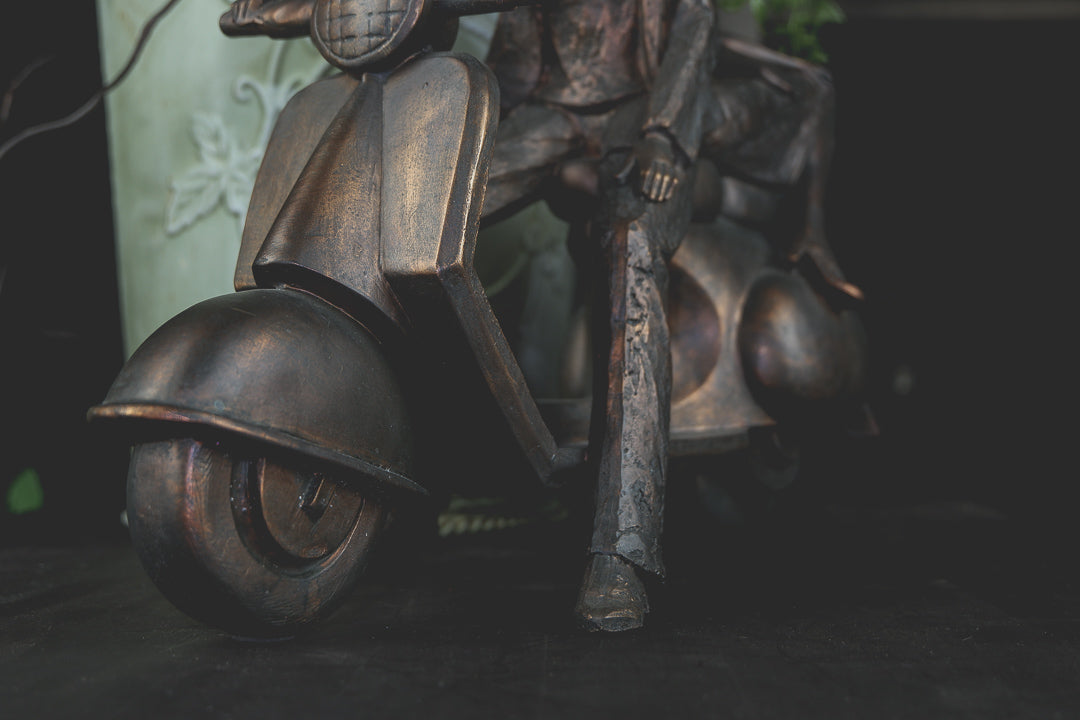 Scooter Couple Bronze Figurine - LYKTA