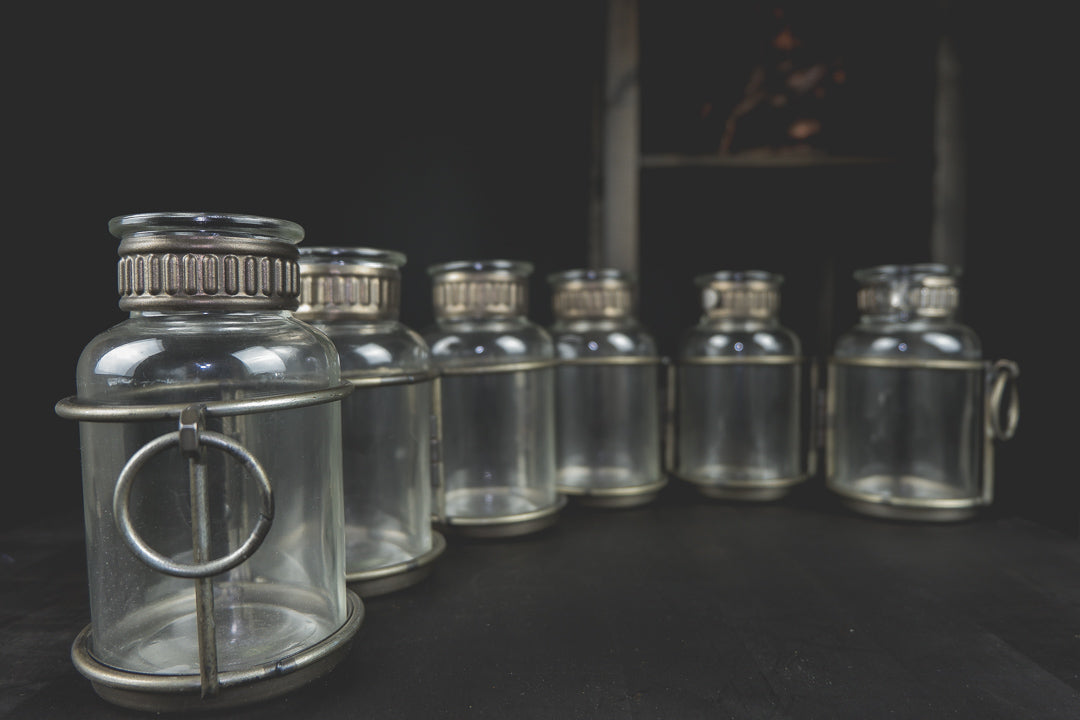 Small Glass Metal Jar Vase - LYKTA