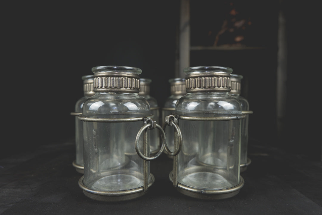Small Glass Metal Jar Vase - LYKTA