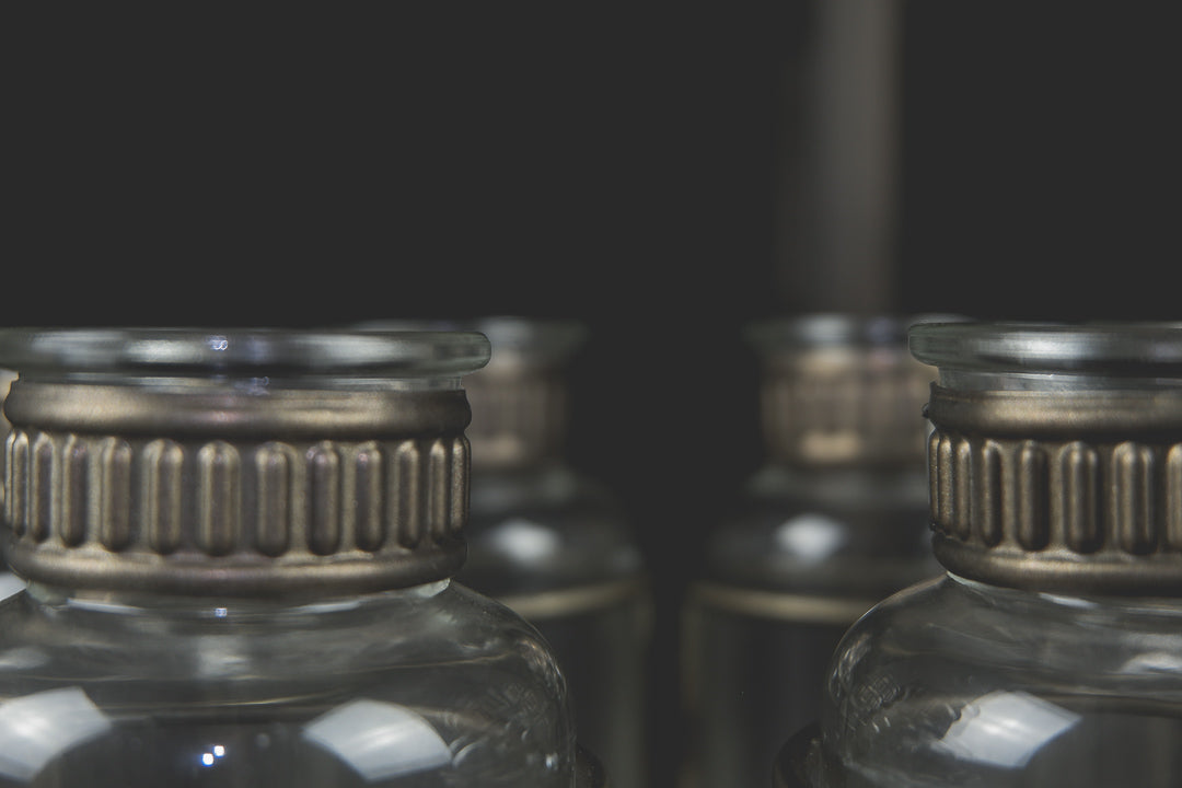 Small Glass Metal Jar Vase - LYKTA